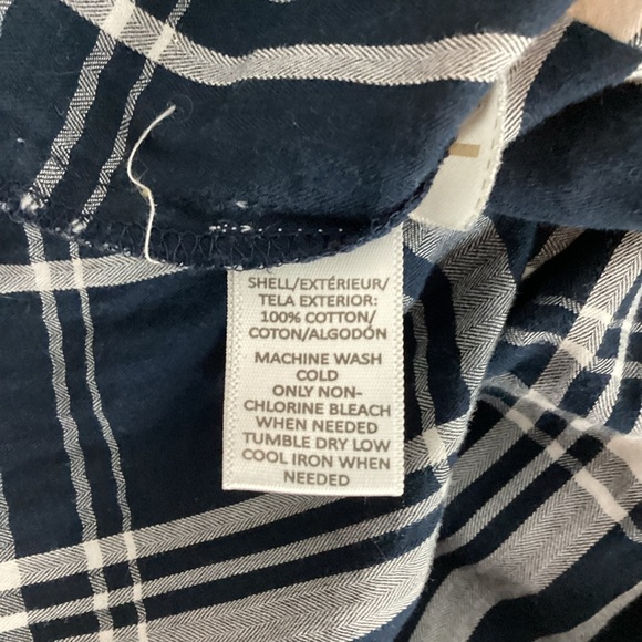 LOFT Navy Plaid Cotton Long Sleeve Tunic Top Size Small - Picture 7 of 7